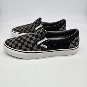 Vans Classic Slip-On Shoes Mens Size 10 Black Gray Checkerboard Skate Canvas